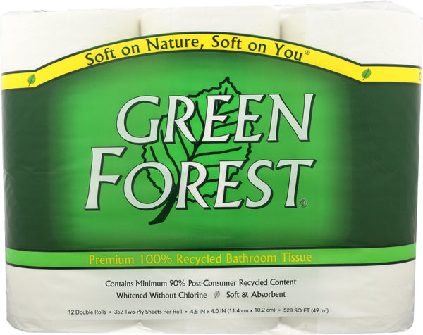 GREEN FOREST: Bath Tissue White 12 Double Ply Rolls 352 Sheets, 1 ea