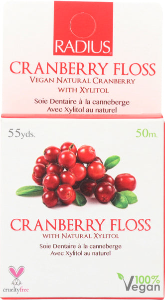 RADIUS: Vegan Xylitol Cranberry Floss, 55 Yards