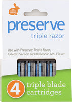 PRESERVE: Razor Blade Replacement Triple Blade 4 Cartridge, 1 ea