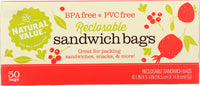 NATURAL VALUE: Sandwich Bag Reclosable 50 Bags, 1 ea