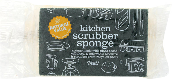 NATURAL VALUE: Kitchen Scrubber Sponge, 1 pc