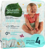 SEVENTH GENERATION: Baby Free & Clear Diapers Size 4 22-37 Pounds, 27 Diapers