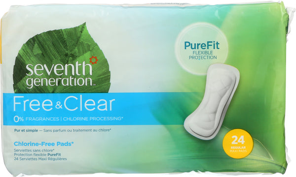 SEVENTH GENERATION: Free & Clear Maxi Pads Regular, 24 pc