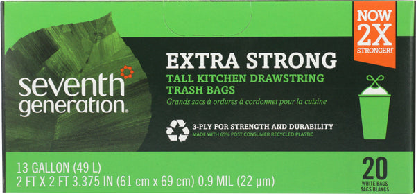 SEVENTH GENERATION: Tall Kitchen Bags 13 Gallon 2-Ply, 20 Bags