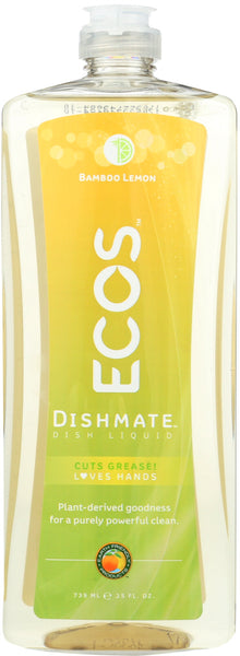 EARTH FRIENDLY: Dishmate Bamboo Lemon Dishwashing Liquid, 25 oz