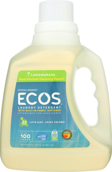 EARTH FRIENDLY: Ecos 2x Ultra Laundry Detergent Lemongrass, 100 oz