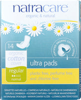 NATRACARE: Organic and Natural Ultra Pads Regular with Wings Cotton Cover, 14 Pads