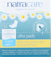 NATRACARE: Natural Ultra Pads Cotton Cover Super, 12 Pads