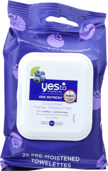 YES TO: Blueberries Age Refresh Cleansing Facial Wipes, 30 pc