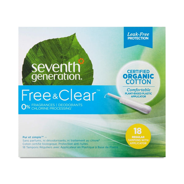 SEVENTH GENERATION: Organic Cotton Tampons with Comfort Applicator Regular, 18 pc